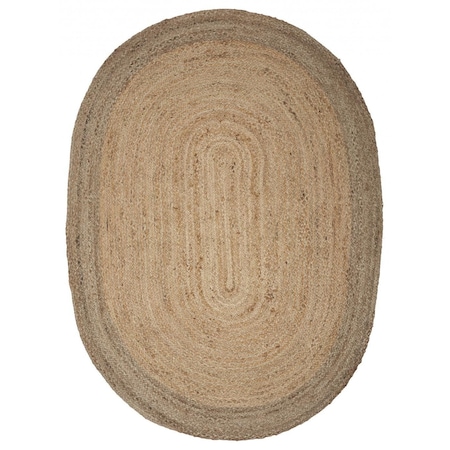 Homeroots 9 ft. Natural Toned Oval Shaped Area Rug 395175